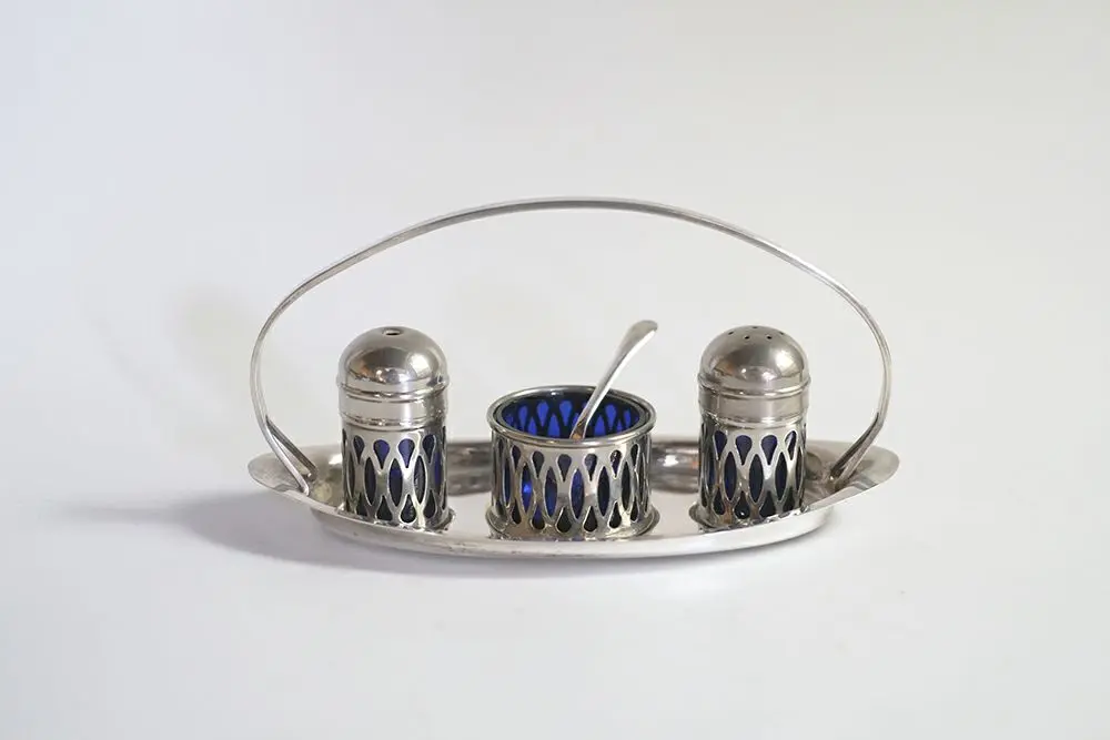 アンティーク シルバープレート ソルト&ペッパーポットセット コバルト アンティーク雑貨1