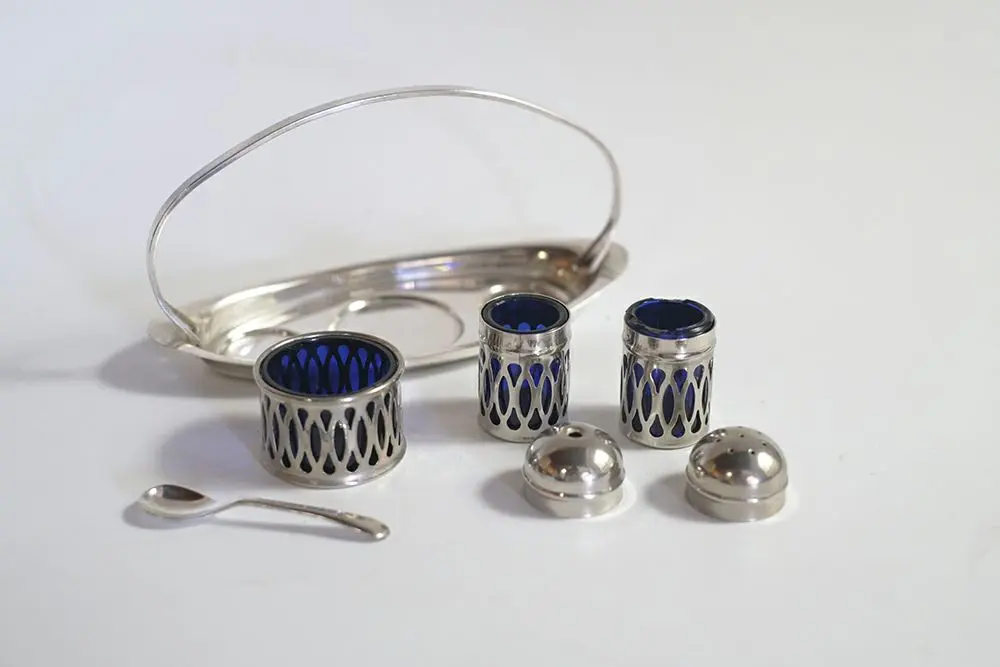 アンティーク シルバープレート ソルト&ペッパーポットセット コバルト アンティーク雑貨2