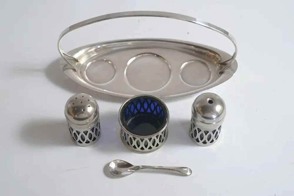 アンティーク シルバープレート ソルト&ペッパーポットセット コバルト アンティーク雑貨3