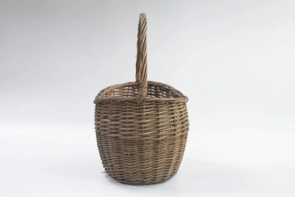 ヴィンテージ ウィッカーハンドルバスケット イギリス ナチュラルな自然素材の籠 1