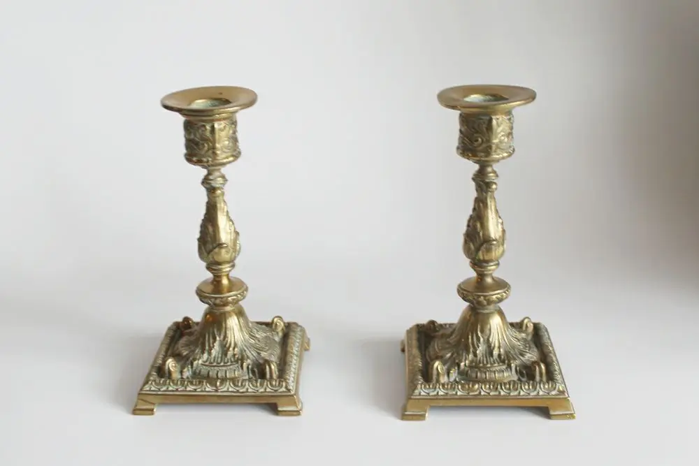 アンティーク キャンドルスタンド ペア イギリス 真鍮ゴシック様式　アンティーク雑貨1