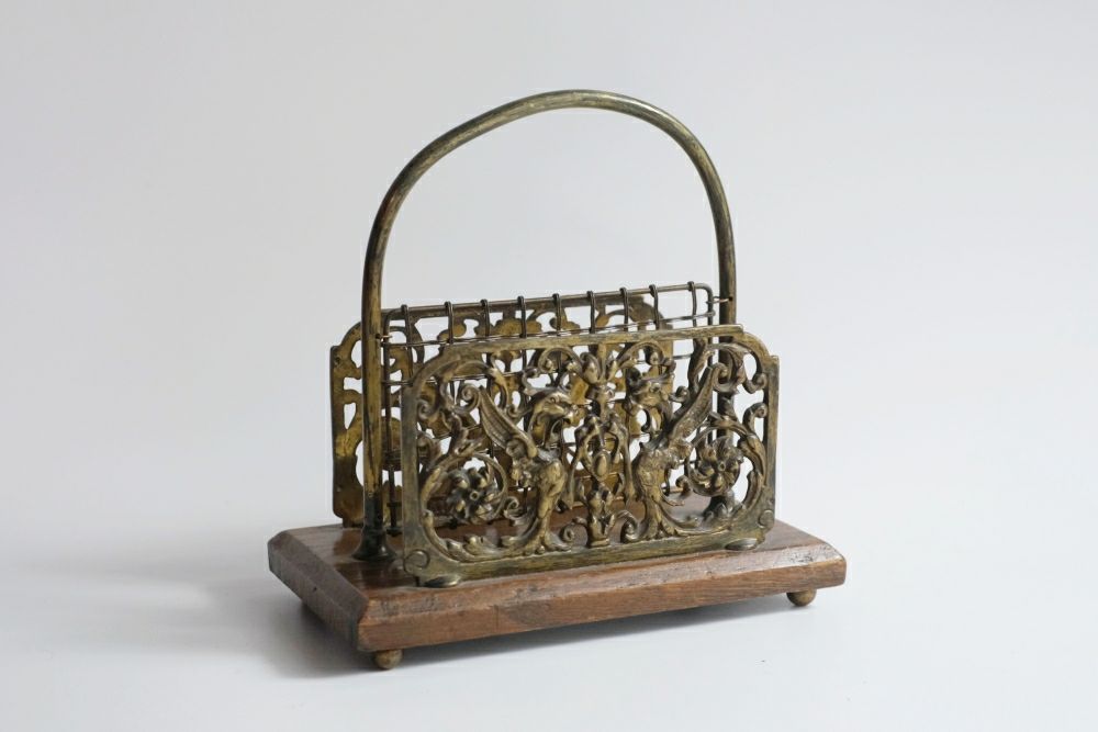 アンティーク レターラック ブラス ウッド ステーショナリー アンティーク雑貨1