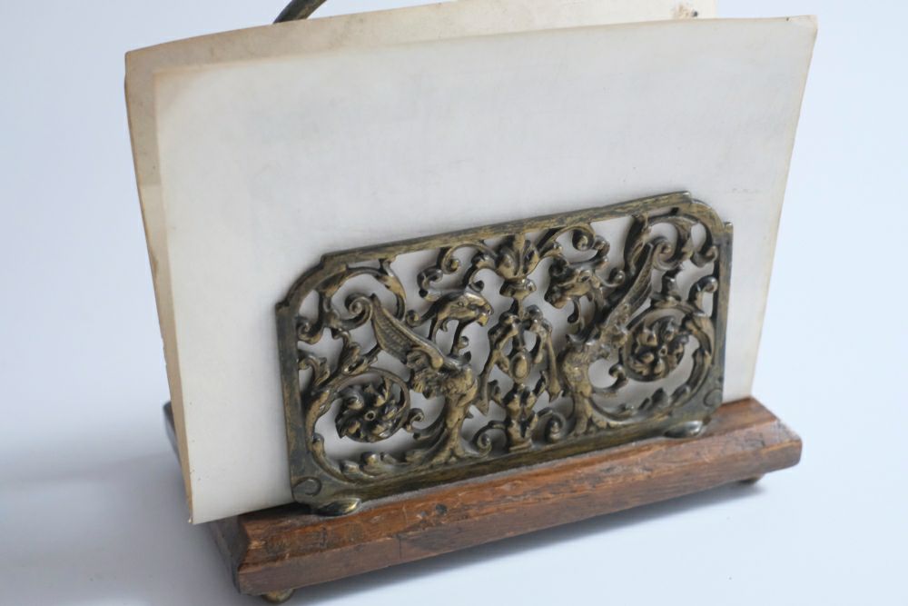 アンティーク レターラック ブラス ウッド ステーショナリー アンティーク雑貨3