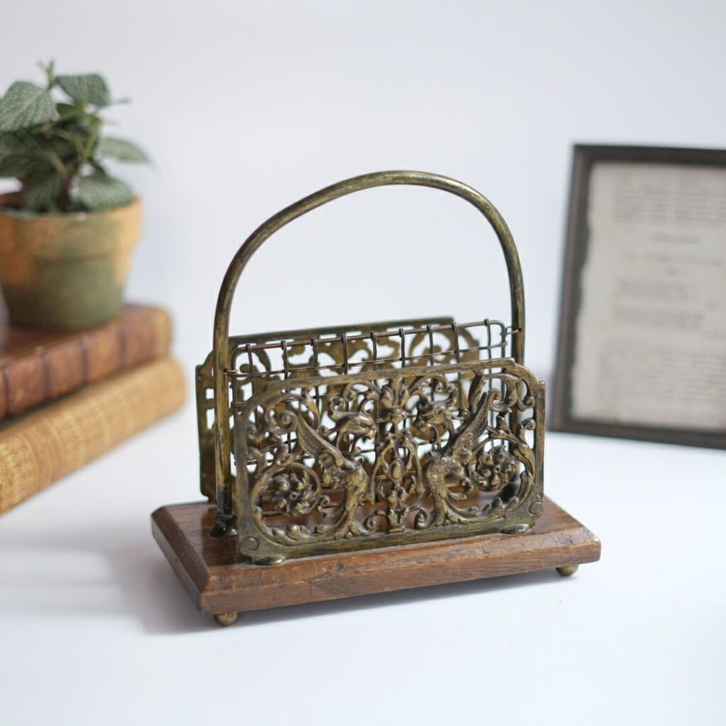 アンティーク レターラック ブラス ウッド ステーショナリー アンティーク雑貨