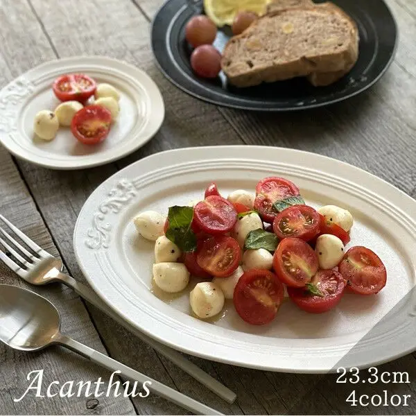 美濃焼 アカンサスオーバルプレート23cm おしゃれなカフェ風色合い綺麗なお皿 おしゃれな食器