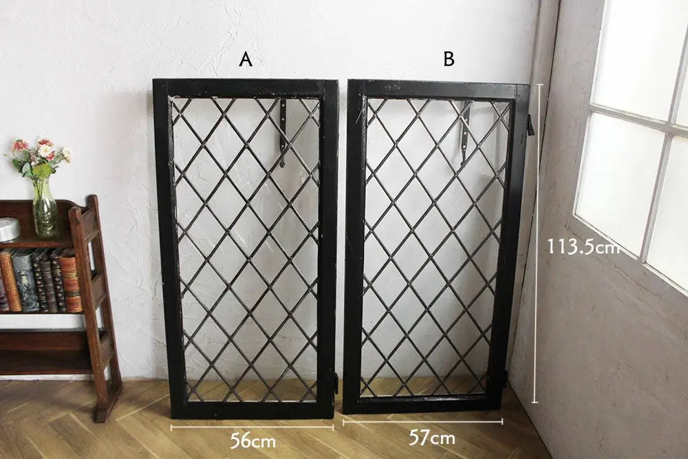 ヴィンテージ ステンドグラス シンプルな格子 イギリス民家の窓ガラス3