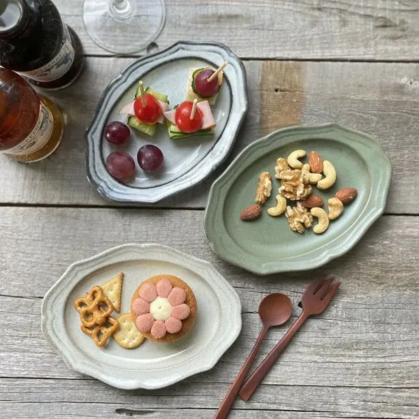 美濃焼 蚤の市プレート オトンヌ 小皿 幅17cm 楕円形 おしゃれな食器