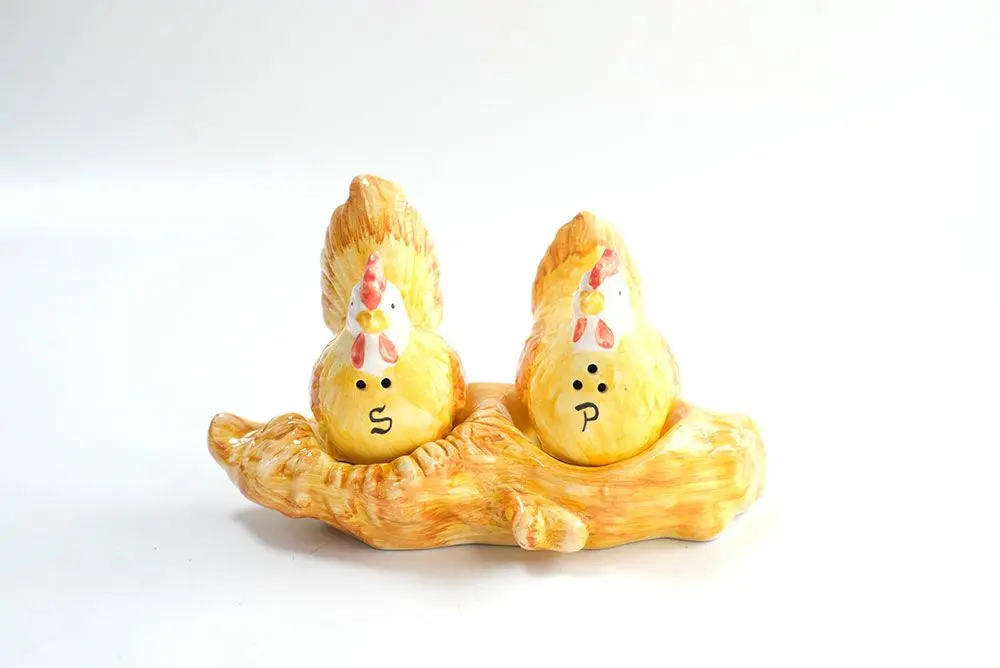 ヴィンテージ ソルト＆ペッパー スパイスシェイカーセット / 二羽のにわとり　イギリス製のユニークなスパイスポット