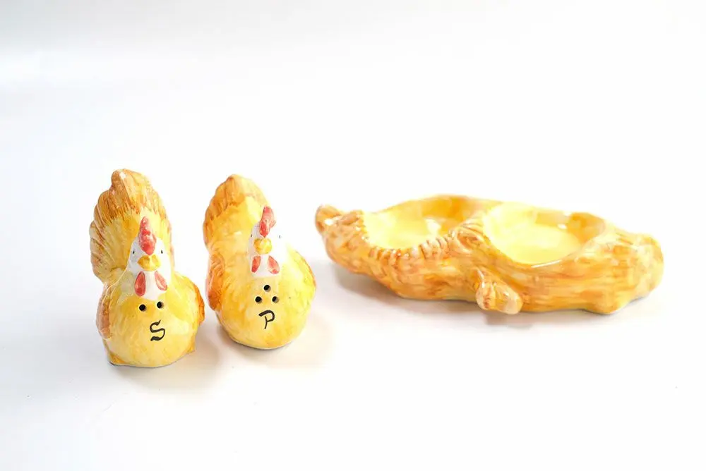 ヴィンテージ ソルト＆ペッパー スパイスシェイカーセット / 二羽のにわとり　イギリス製のユニークなスパイスポット2
