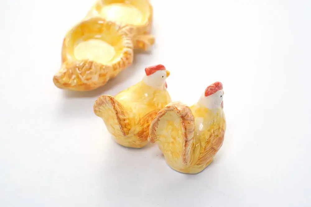 ヴィンテージ ソルト＆ペッパー スパイスシェイカーセット / 二羽のにわとり　イギリス製のユニークなスパイスポット3