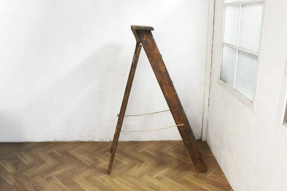 アンティーク パインステップラダー6段　パイン材を使用したイギリス製の木製脚立/アンティーク家具4