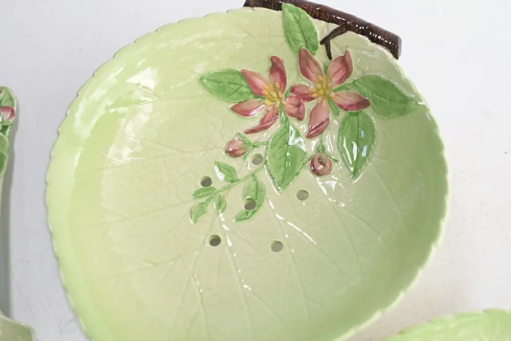 フランスヴィンテージバルボティーヌ ベリーボウル&スプーン 色彩鮮やかなな穴あきボウルスプーンと受け皿付き4