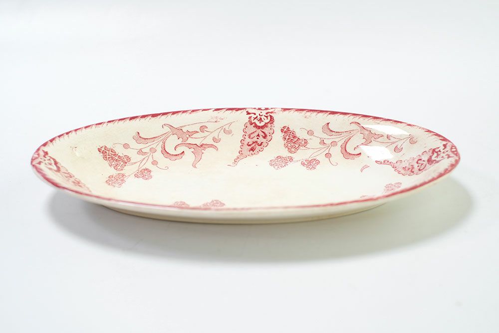 アンティークLONGWY窯 オーバル皿"rambouillet"北フランス ロンウィで100年前に作られたラヴィエ皿/アンティーク食器4