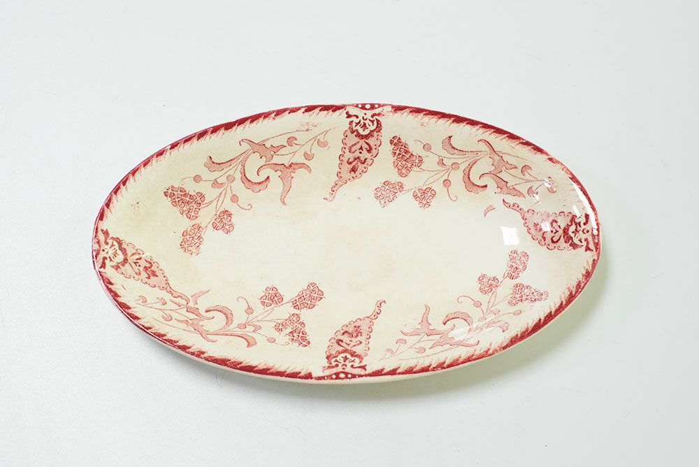 アンティークLONGWY窯 オーバル皿"rambouillet"北フランス ロンウィで100年前に作られたラヴィエ皿/アンティーク食器3