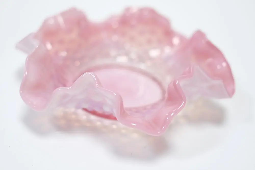 アンティーク Fenton社ホブネイルグラス ガラストレイ クランベリー・オパールセントグラス アンティーク雑貨2