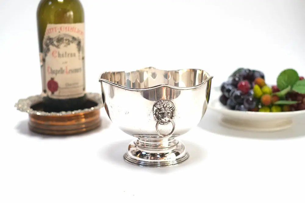 アンティーク プランターポット イギリス シルバープレート 獅子装飾 アンティーク雑貨