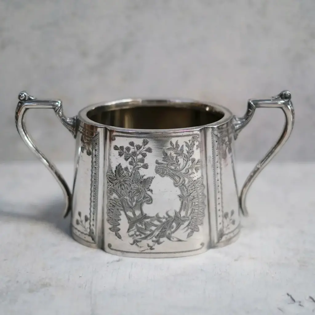 アンティーク シルバープレートシュガーポット ドラムシェイプ シルバープレート アンティーク雑貨2