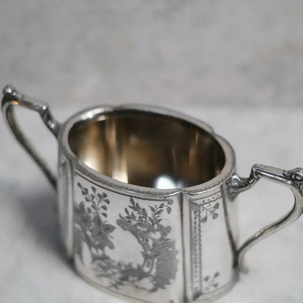 アンティーク シルバープレートシュガーポット ドラムシェイプ シルバープレート アンティーク雑貨3