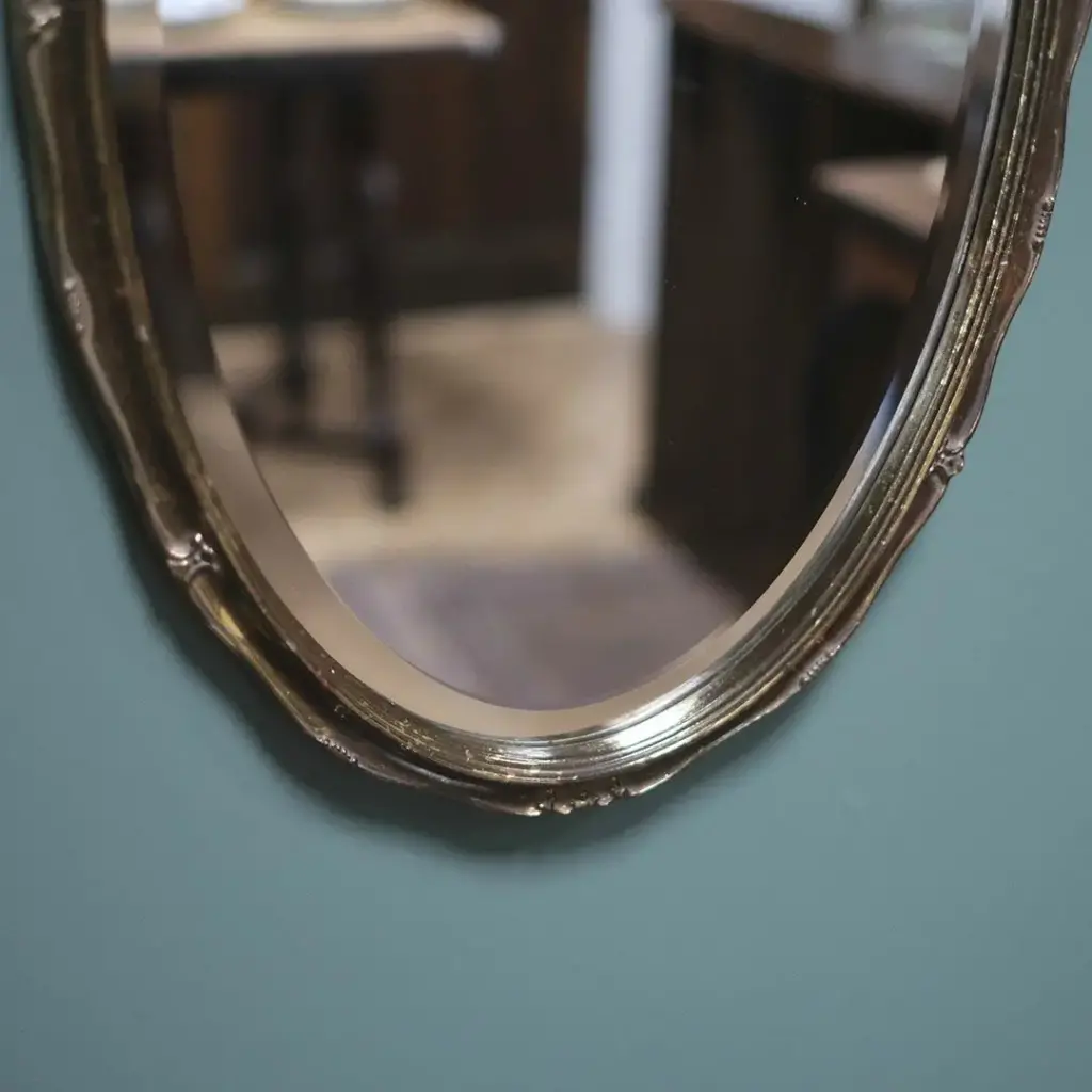 オールド オーバルミラー ブラウンゴールド イギリス 縦横兼用 壁面鏡1