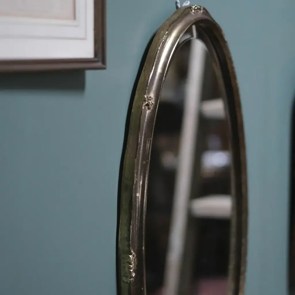 オールド オーバルミラー ブラウンゴールド イギリス 縦横兼用 壁面鏡2