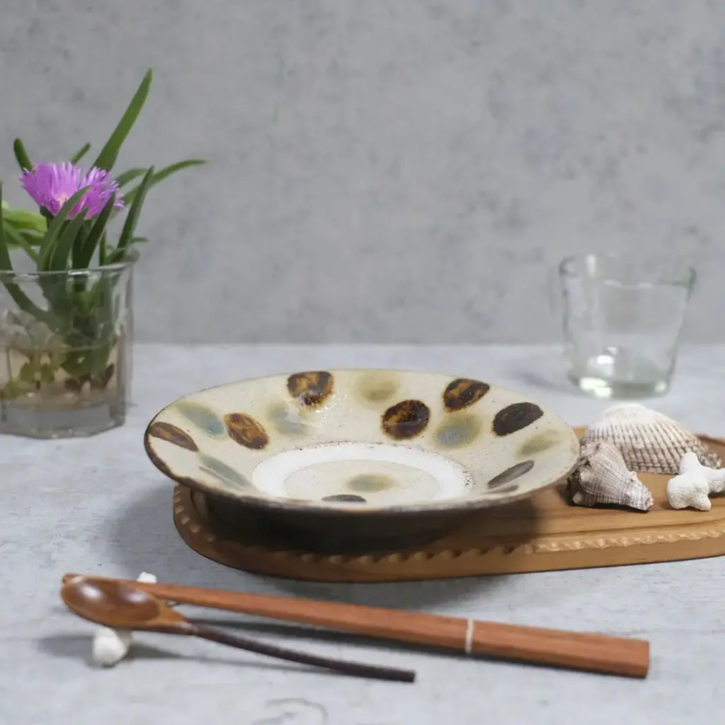 やちむん 沖縄 松田共司 点打ち 読谷村北窯 一点物 ６寸皿3