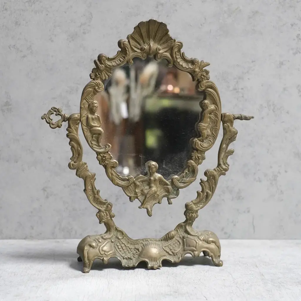アンティーク ブラス卓上ミラー フランス 鏡/アンティーク雑貨