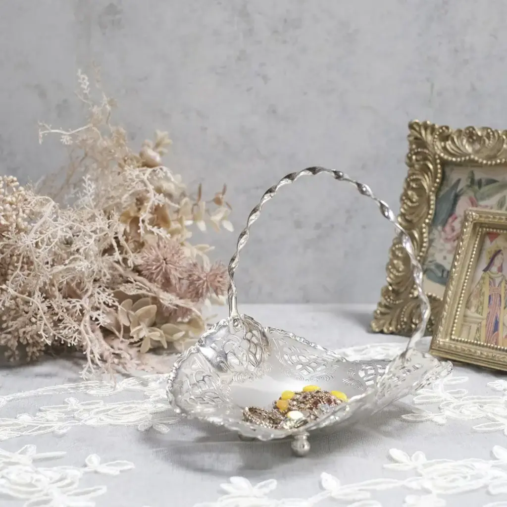 アンティーク小さなチョコレート用バスケット フランス シルバープレート アンティーク雑貨