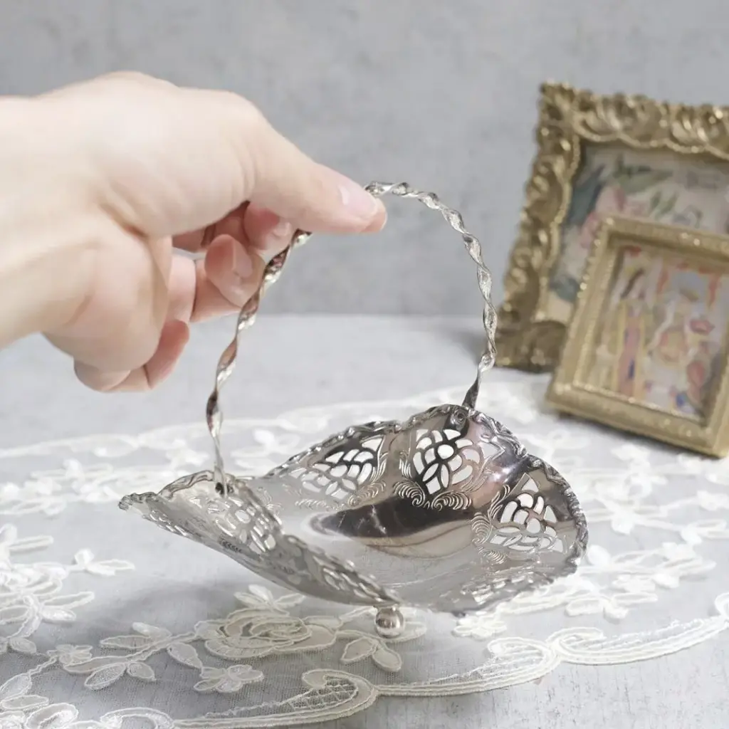 アンティーク小さなチョコレート用バスケット フランス シルバープレート アンティーク雑貨2