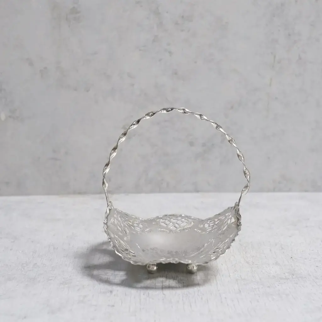 アンティーク小さなチョコレート用バスケット フランス シルバープレート アンティーク雑貨4