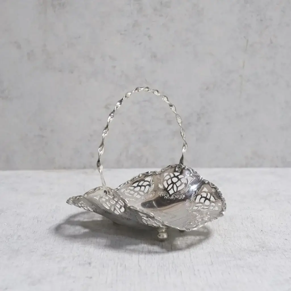 アンティーク小さなチョコレート用バスケット フランス シルバープレート アンティーク雑貨1