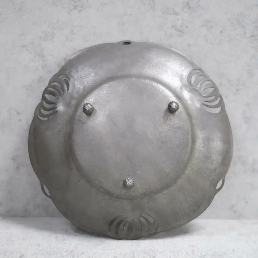 アンティークエタンリムプレート フランス 錫リム皿 花の透かし装飾/アンティーク食器1