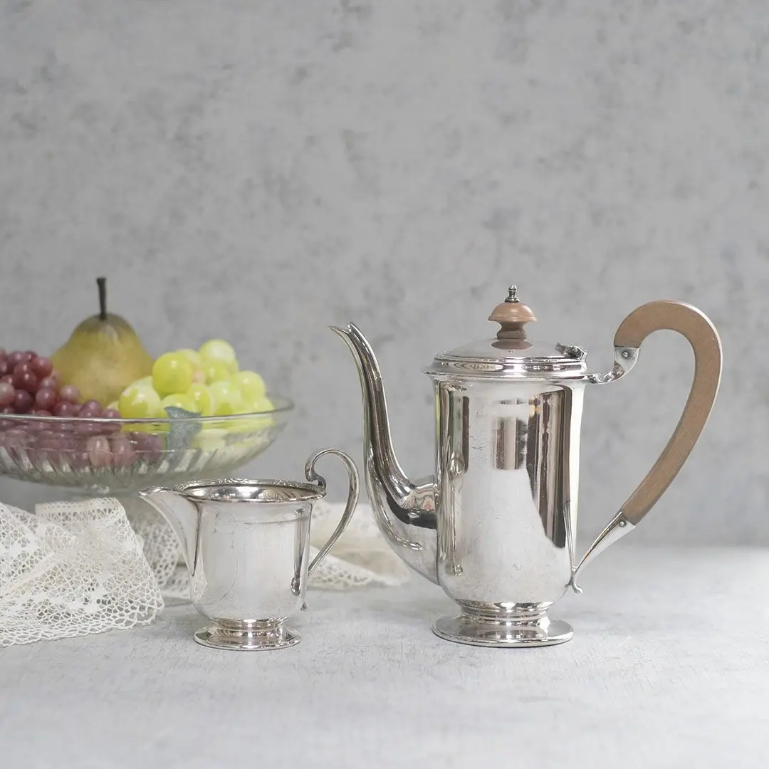 アンティーク ティーポット&ミルクジャグ セット シルバープレート イギリス