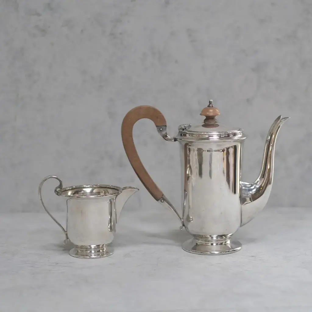 アンティーク ティーポット&ミルクジャグ セット シルバープレート イギリス1