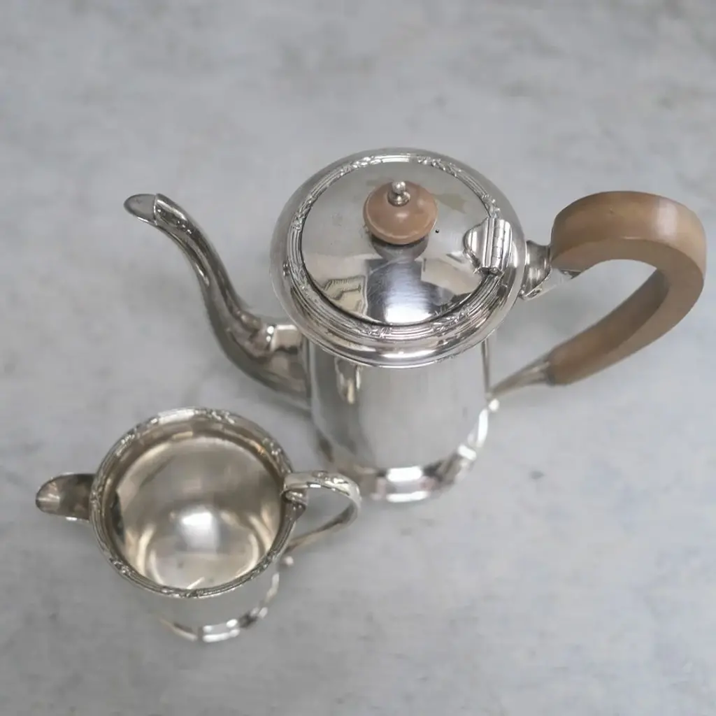 アンティーク ティーポット&ミルクジャグ セット シルバープレート イギリス3