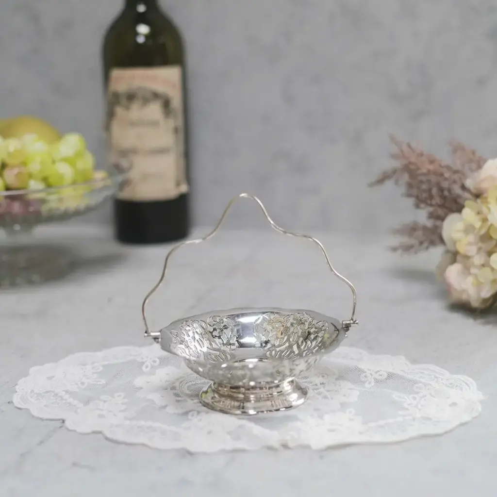 アンティークボンボンバスケット イギリス シルバープレート Charles S Green & Co
