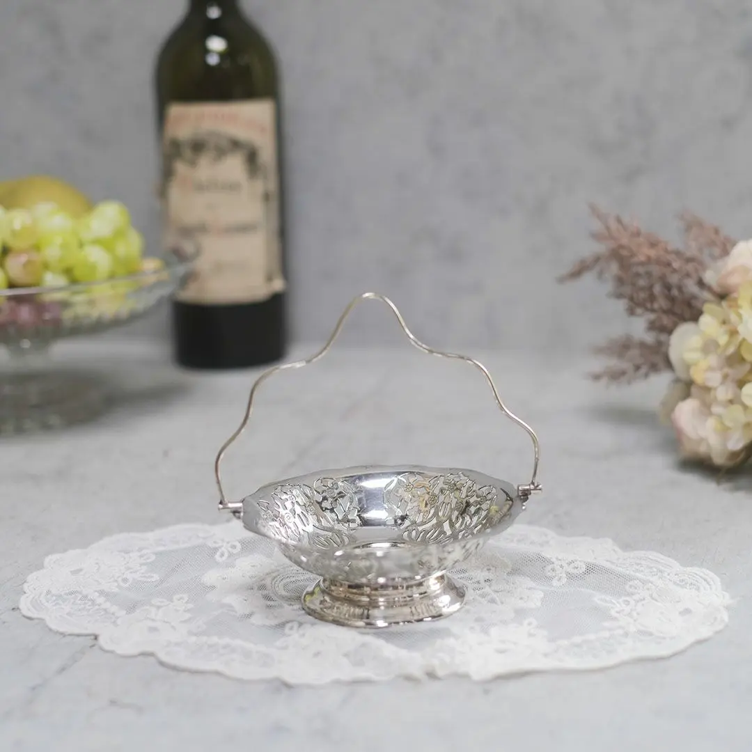 アンティークボンボンバスケット イギリス シルバープレート Charles S Green & Co