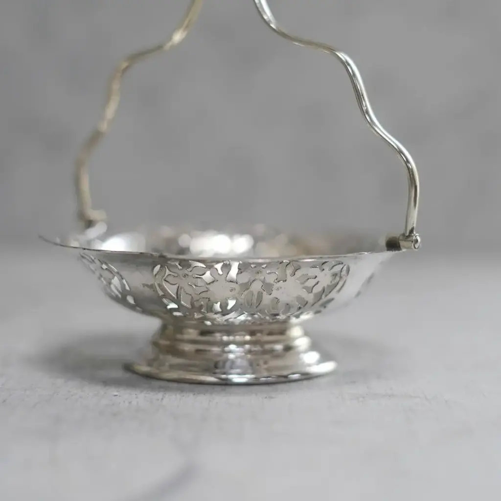 アンティークボンボンバスケット イギリス シルバープレート Charles S Green & Co3