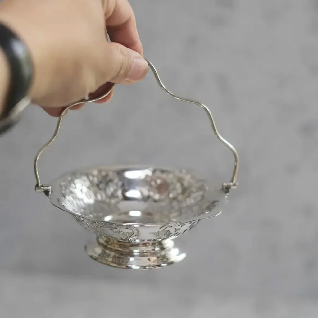 アンティークボンボンバスケット イギリス シルバープレート Charles S Green & Co4