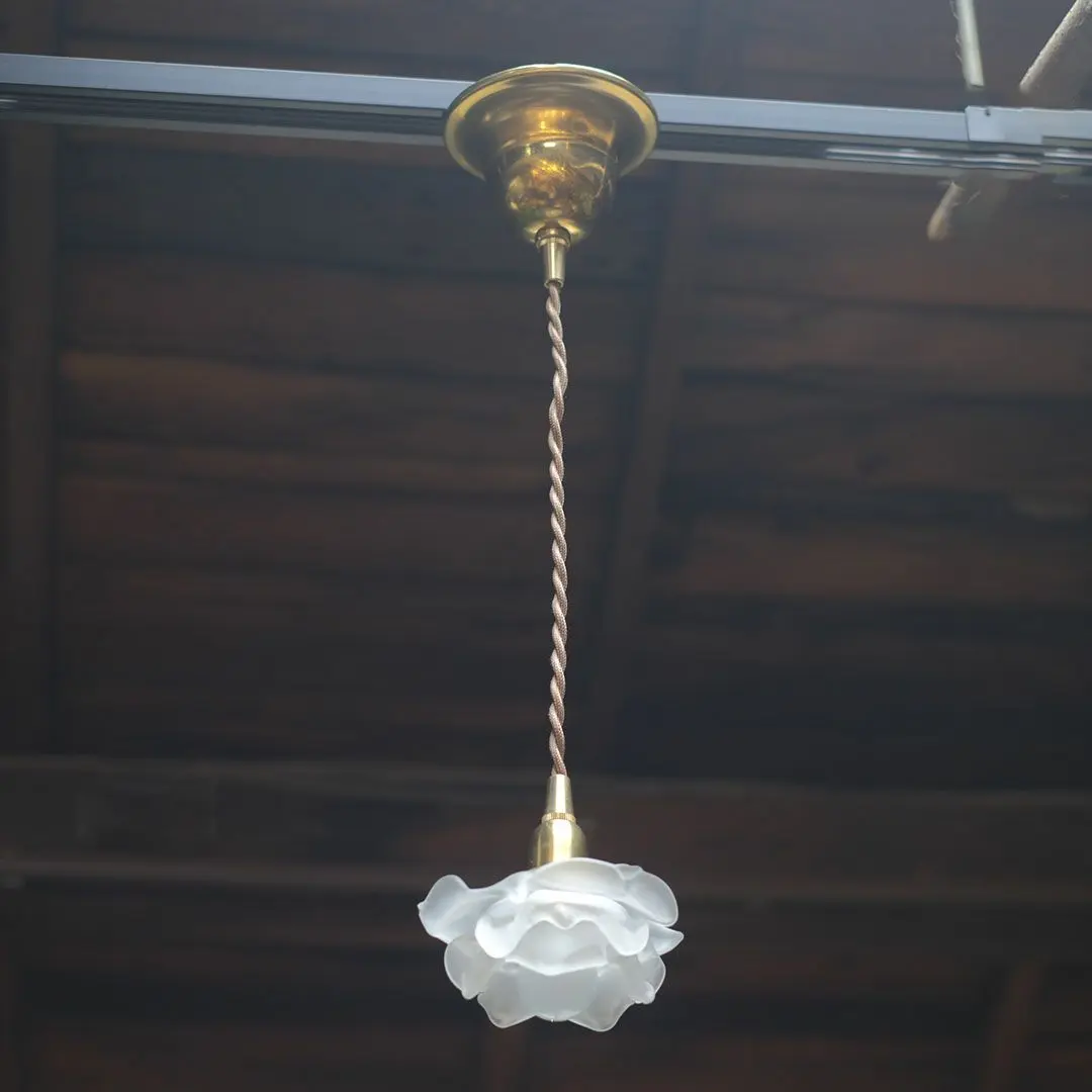 アンティーク ローズフリルランプ フランス ミニ ガラス 照明 アンティーク雑貨