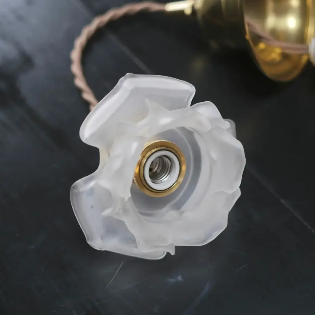 アンティーク ローズフリルランプ フランス ミニ ガラス 照明 アンティーク雑貨1