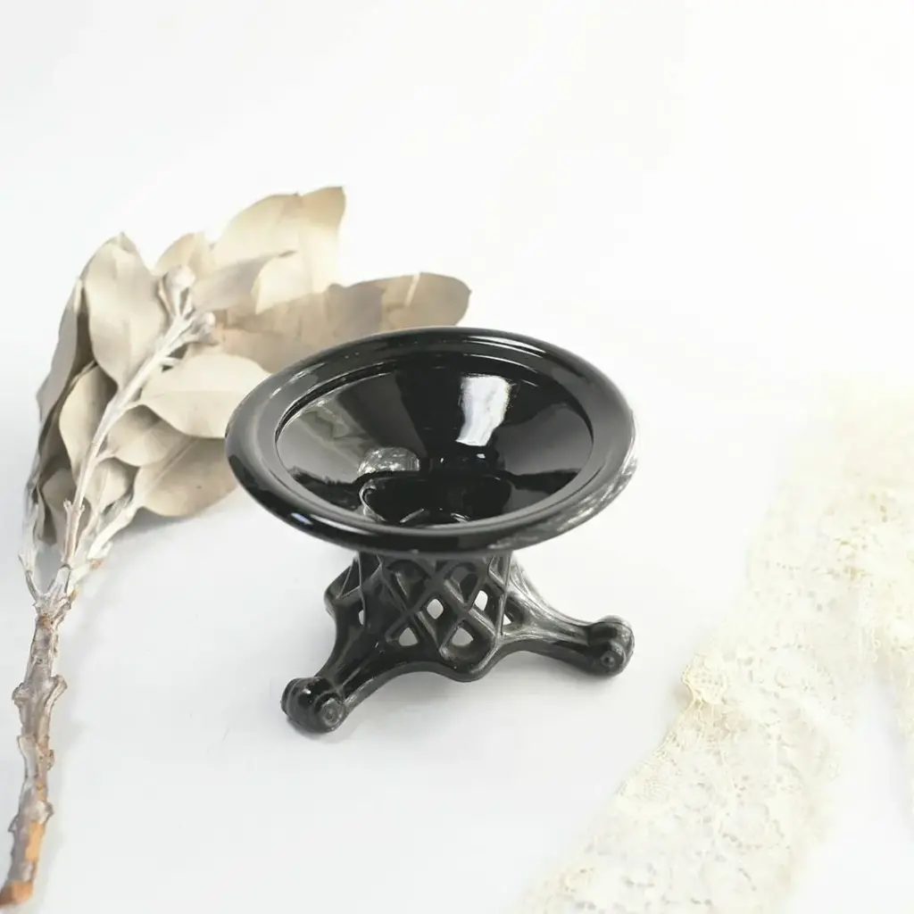 アンティークガラスコンポート 猫足 透かし装飾 フランス アンティーク雑貨2