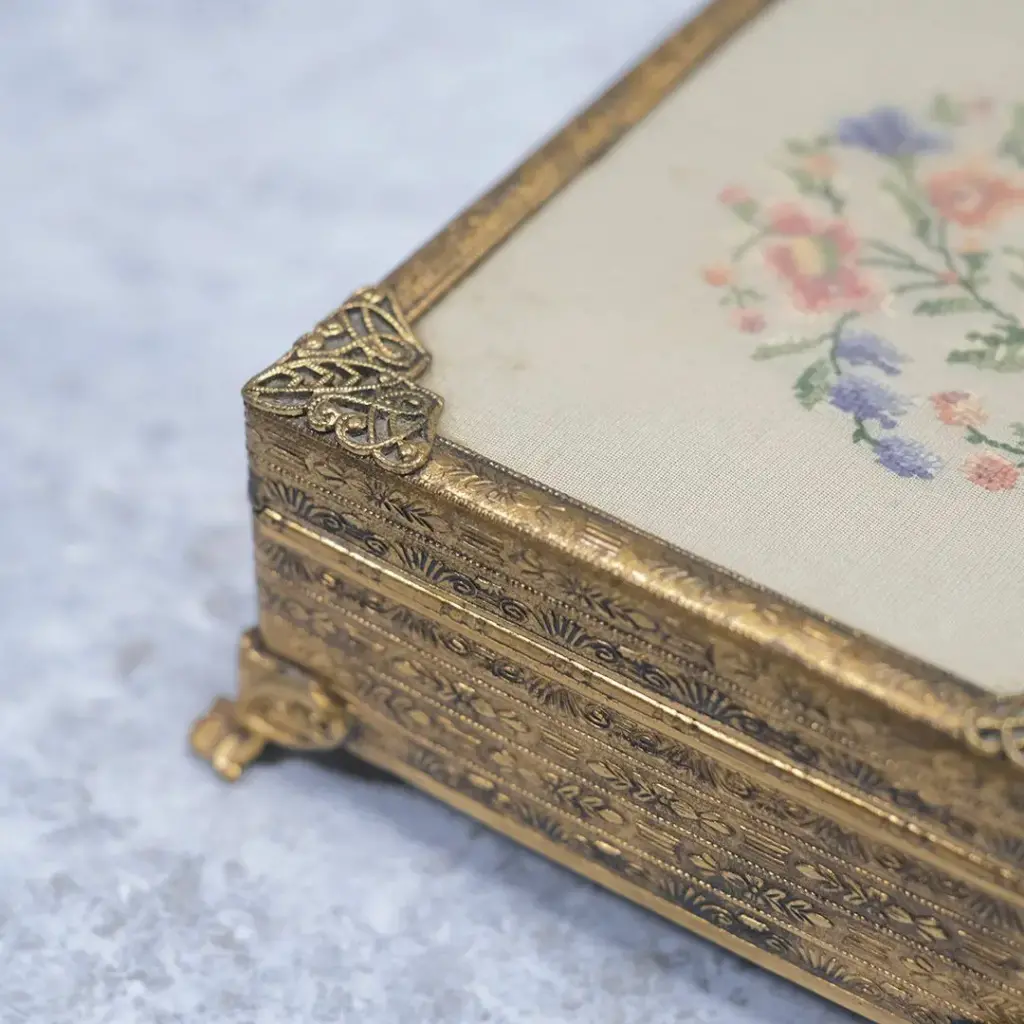 アンティークジュエリーボックス プチポワン イギリス 刺繍 アンティーク雑貨4