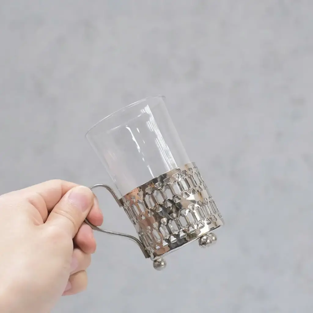 ヴィンテージ ティー＆コーヒーグラス Arcoroc（アルコロック） フランス シルバープレート3