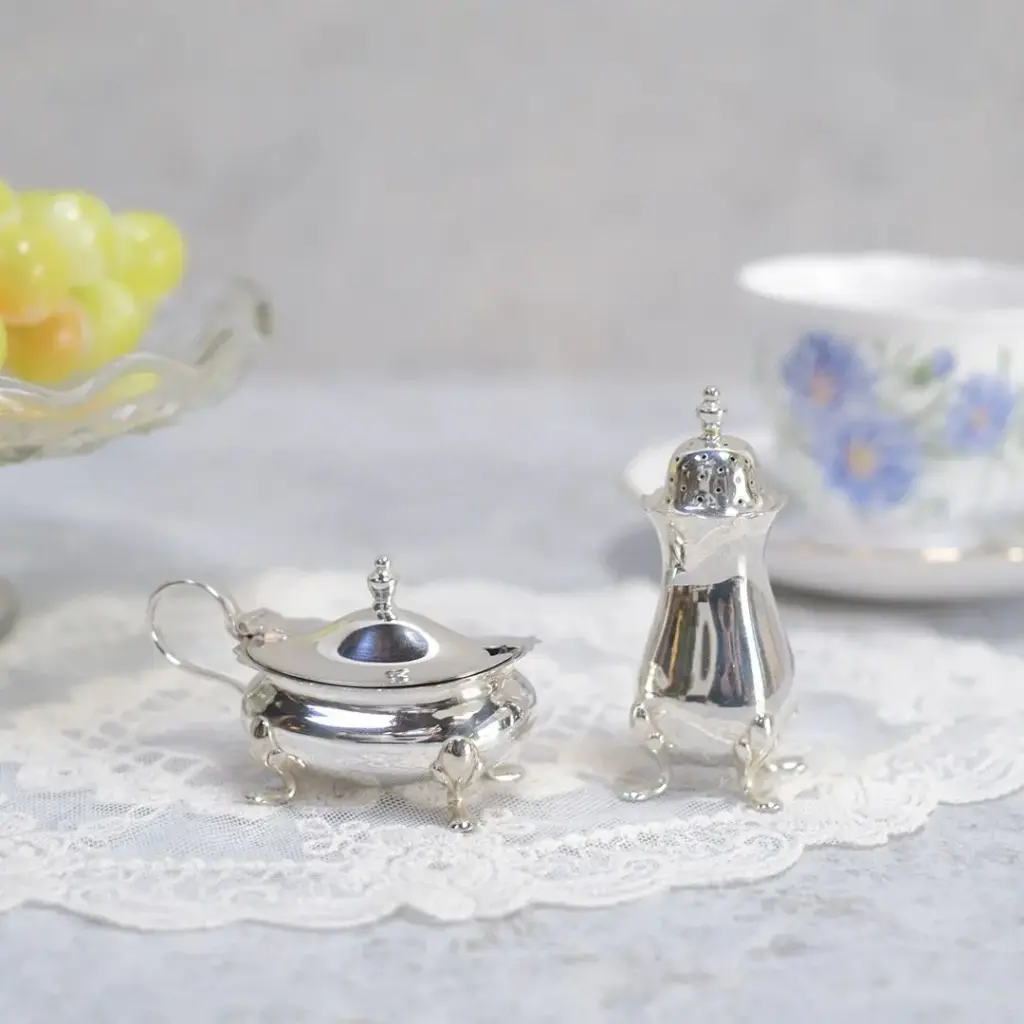 アンティーク 調味料入れセット塩 胡椒入れ クリュエット イギリス シルバープレート
