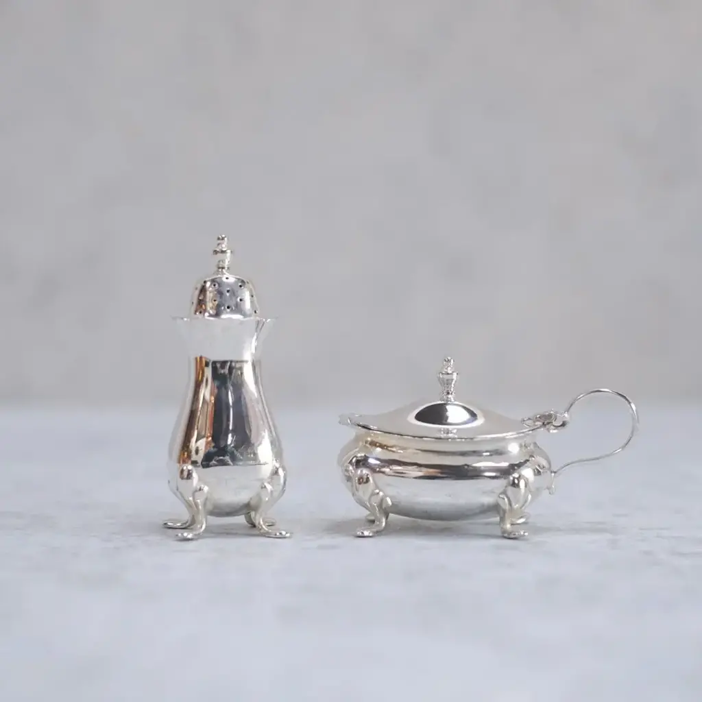 アンティーク 調味料入れセット塩 胡椒入れ クリュエット イギリス シルバープレート2