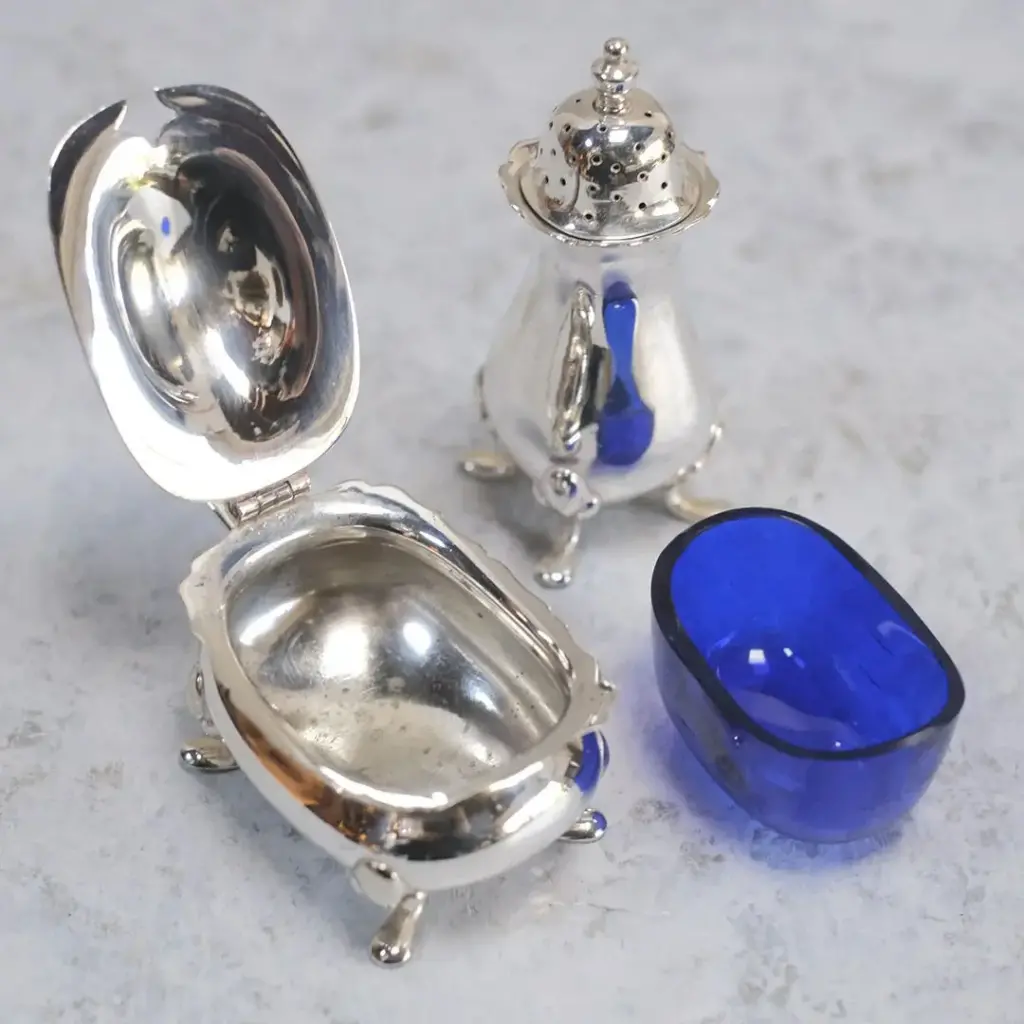 アンティーク 調味料入れセット塩 胡椒入れ クリュエット イギリス シルバープレート4