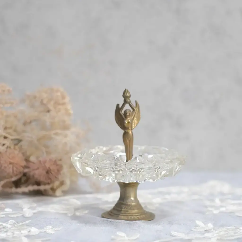 アンティーク アッシュトレイ ガラススタンド フランス 灰皿 アンティーク雑貨