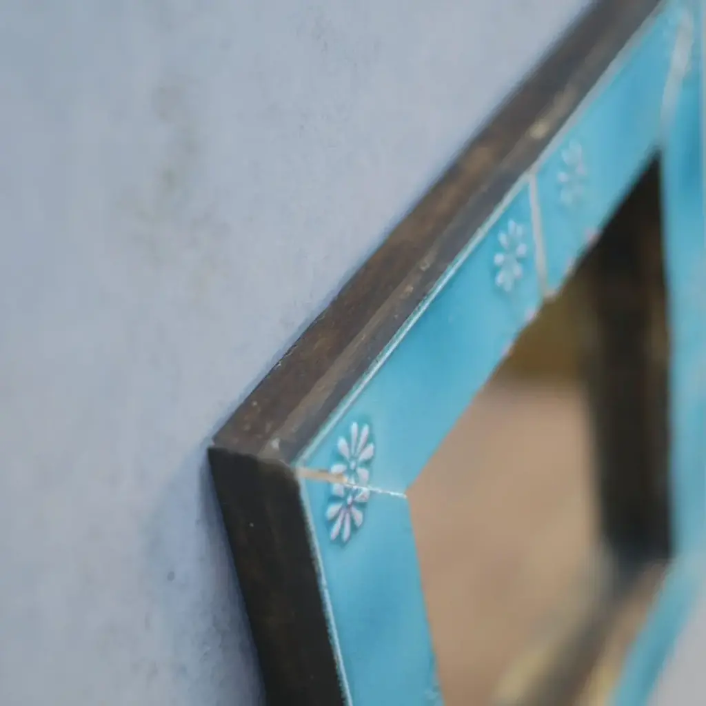 ヴィンテージタイル壁掛けミラー 大正レトロな鏡2