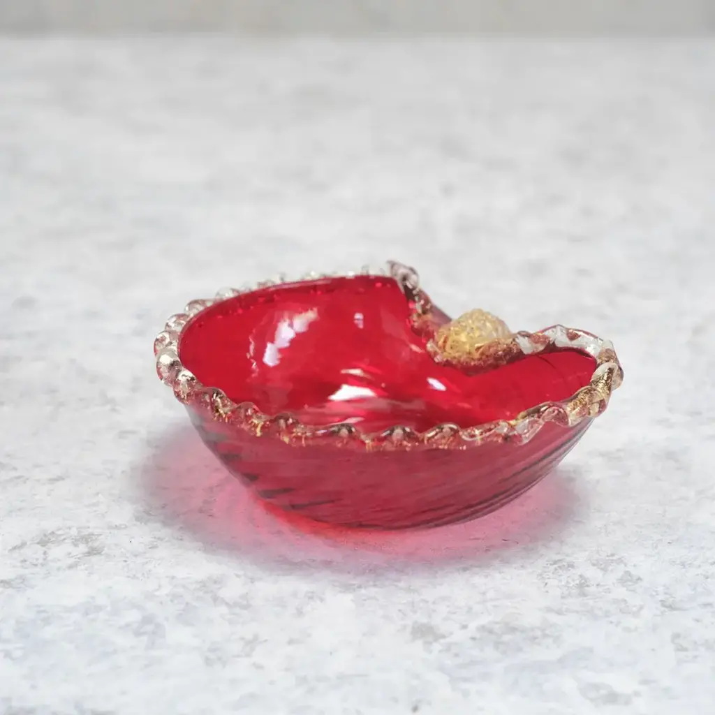 ヴィンテージMURANOガラスボウル イタリア ルビーガラス ベネチアングラス1