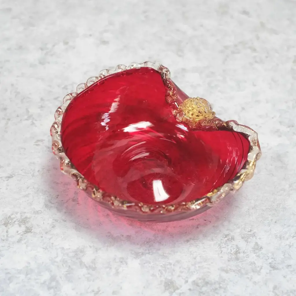 ヴィンテージMURANOガラスボウル イタリア ルビーガラス ベネチアングラス2